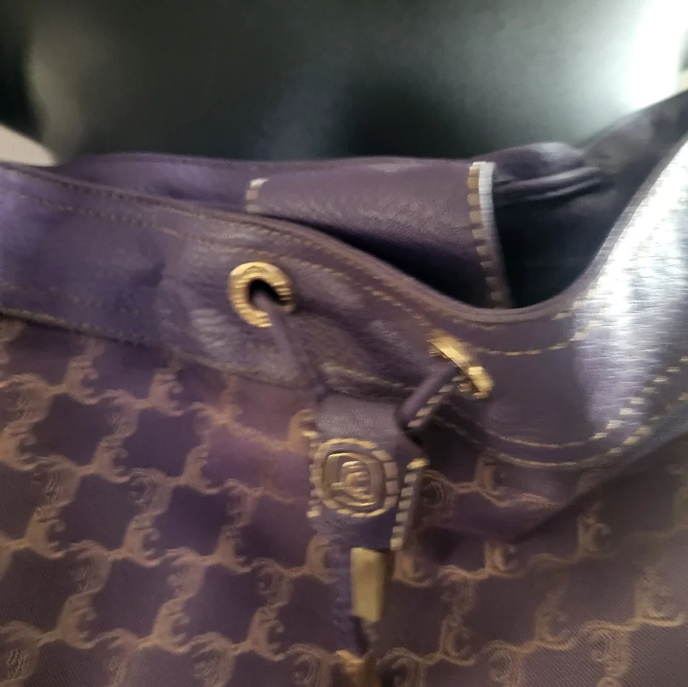 Liz Claiborne women's handbag purple and gold chainlink satchel - Picture 12 of 14